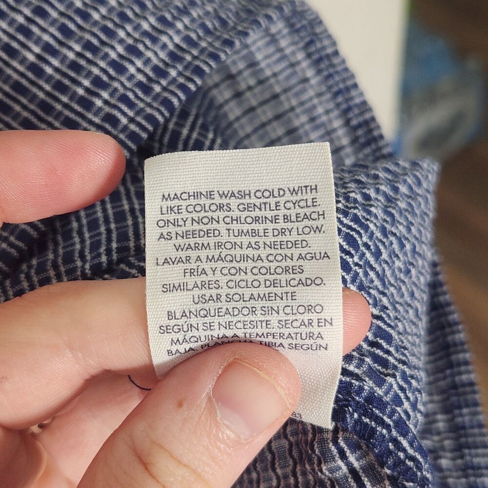 No Boundaries Strapless Smocked Mini Dress Blue White Checkered Size Large - Picture 5 of 8